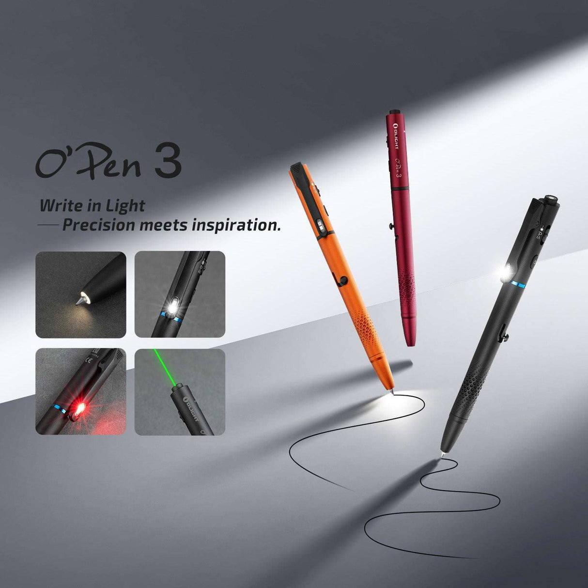 Olight O'Pen 3 | stylo multifonction avec lampe | 120 lm + laser vert