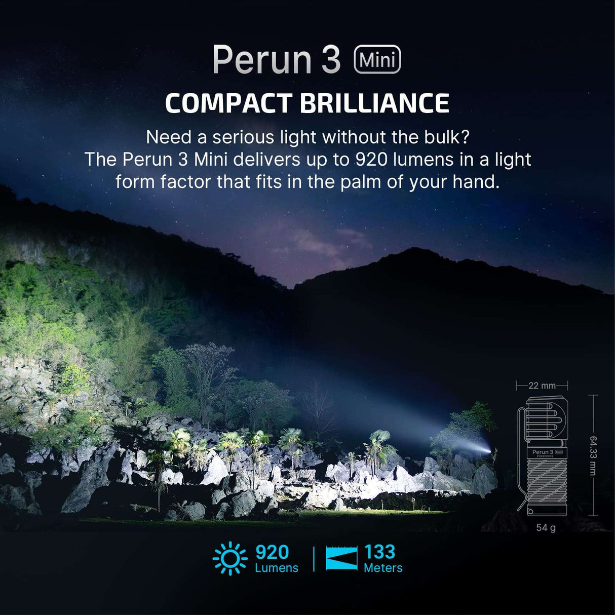Olight Perun 3 Mini | lampe frontale rechargeable | 1.250 lm